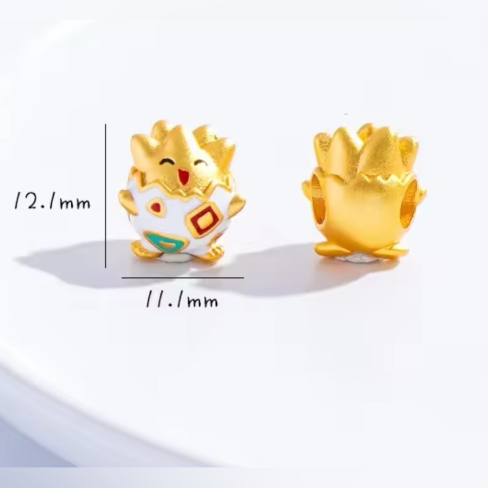 24K Gold Filled PokemonTogepi Charm Bead Pendant Anime Kawaii Pocket Monster